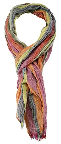 TigerTie Schal in orange gelb grau blau lila rot gestreift Gr. 180 x 40 cm