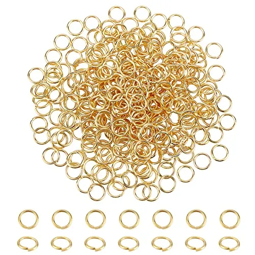 PH PandaHall 360pcs 8mm Messing Open Jump Ringe Schließen, aber unverlötete Steckverbinder Schmuck O-Ringe für Ohrring Armband Halskette Kette Schmuck Herstellung, golden