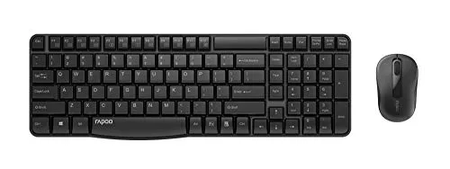 Rapoo X1800S kabelloses Tastatur-Maus Set Wireless Deskset 1000 DPI Sensor 12 Monate Batterielaufzeit ergonomisch für Links- und Rechtshänder BE-Layout AZERTY PC & Mac - schwarz