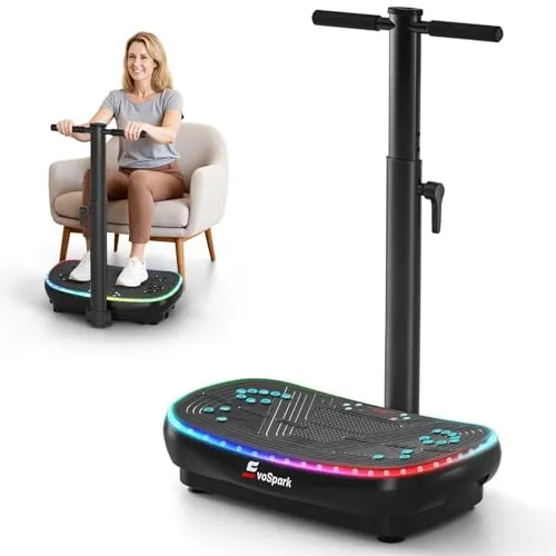 4D PRO Vibrationsplatte, EvoSpark 7-in-1 Vibrationsplatte Testsieger 2025 mit 900W Dreifachmotorsystem, Ganzkörper-Vibrationsplatte mit 9 coolen LED-Lichtern,550 LBS Kapazität für Home Workout