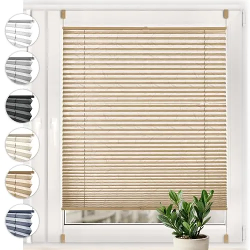 Sonello Plissee crush Klemmfix 85cm x 140cm Cappuccino in braun von Sonello