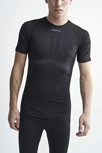 Craft Herren Aktive Intensität SS M Oberteil, Schwarz, M - Sportunterwäsche für Herren, elastisches Oberteil mit ergonomischer Passform für exzellentes Körpertemperatur-Management und optimale Bewegungsfreiheit dank nahtlosem Design.