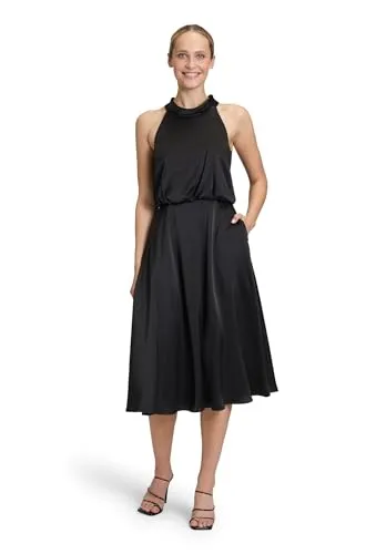 Cocktailkleid VERA MONT - Elegantes Damenkleid mit Stehkragen - Festliches Cocktailkleid in Schwarz aus hochwertigem Satin, figurumspielend mit amerikanischem Ausschnitt und lässigen Nahttaschen. Ideal für besondere Anlässe und sorgt für einen stilvollen Auftritt.