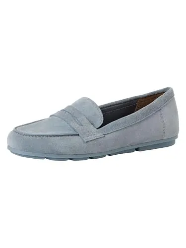 Tamaris Damen Loafer Flach aus Leder, Blau, 37 EU in blau von Tamaris