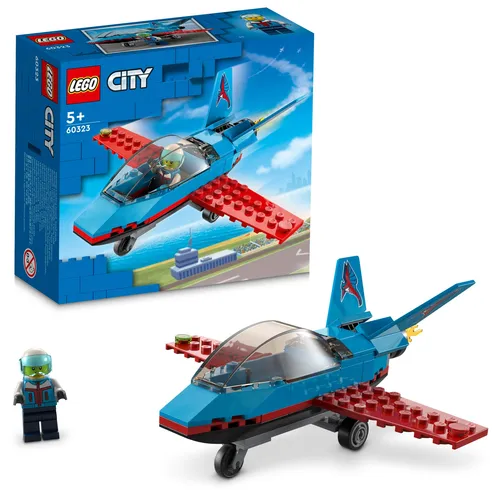 LEGO 60323 City Stuntflugzeug - Buntes Spielzeug-Jet Set mit Piloten-Minifigur, ideal für kreative Rollenspiele und akrobatische Flugmanöver