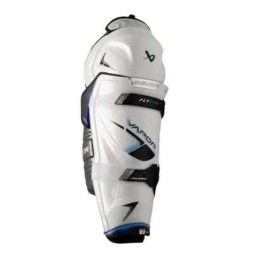 Bauer Eishockey Schienbeinschoner Vapor FLYLITE Intermediate - Hochwertiger Schienbeinschutz mit verstärkter X-Lite Shield Schale für gezielten Aufprallschutz. Flexibles Design mit optimaler Dämpfung und hohem Tragekomfort für maximale Leistung auf dem Eis.