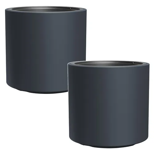 2x Anthrazit Rund Blumentopf mit Einsatz - Hochwertige Blumentöpfe für Innen- & Außenbereich, ideal für Blumen, mit 10L Kapazität und modernem Design in Anthrazit.