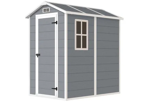 furnicato Garten-Geräteschrank Gartenschuppen Grau 131L x 186B x 198H cm mit Boden, BxT: 186x186 cm