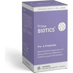 Sanopoly Priosa® Biotics | 60 Kapseln - Prä- & Probiotika Komplex - Nahrungsergänzungsmittel zur Sanierung der Darmflora. Enthält zwei Kapseln mit Pre- und Probiotika für eine gesunde Verdauung und ein starkes Immunsystem.