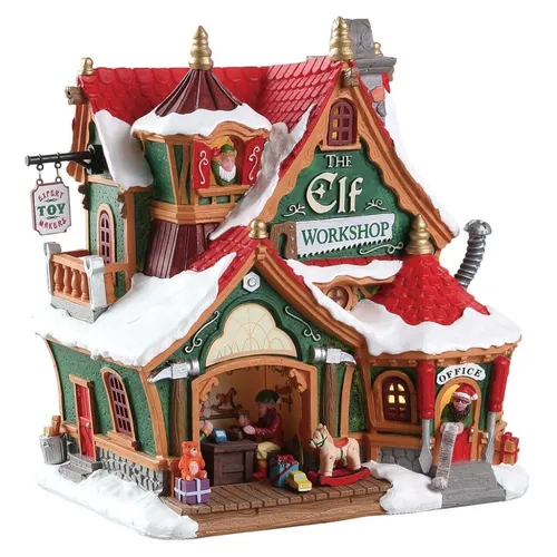 Lemax 75291 Santa's Wonderland: Elf Workshop mit Lichtern - Tischkrippe mit dem magischen Elf Workshop, beleuchtet für festliche Stimmung und detailreiche Gestaltung, perfekt für die Weihnachtszeit.