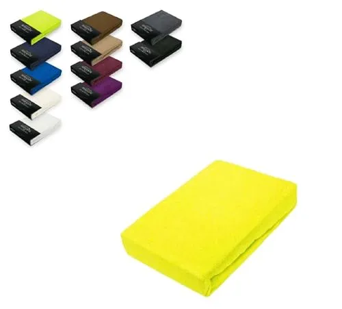 EXKLUSIV HEIMTEXTIL Frottee Spannbettlaken 90-100 x 200 cm 80% Baumwolle, 20% Polyester Öko - Tex Zertifiziert, Markenqualität, Matratzenhöhe bis 25 cm, Gelb