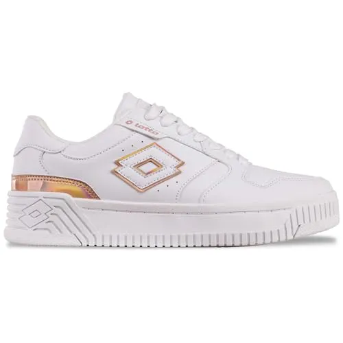Lotto Damen Sneaker White/Copper, 38 EU - Stilvolle Damen Sneaker mit leichtem Plateau und trendigen Metallic-Details, perfekt für jeden Anlass.