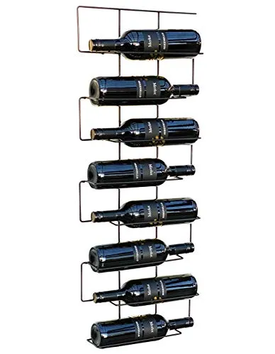DanDiBo Weinregal Metall Schwarz Wand Flaschenregal für 8 Flaschen - Elegantes Wand-Weinregal aus pulverbeschichtetem Metall in Schwarz, ideal für 8 Flaschen. Schützt den Korken durch waagerechte Lagerung und wird mit verdecktem Befestigungsmaterial geliefert.