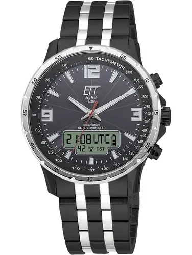 ETT Funkchronograph Arctica EGS-11568-21M - Herrenuhr mit Stoppfunktion und Solar-Antrieb, wasserdicht bis 10 bar und ausgestattet mit leuchtenden Zeigern für optimale Ablesbarkeit.