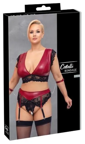 Cottelli BONDAGE 22142103081 BH-set Schwarz/Rot 4XL