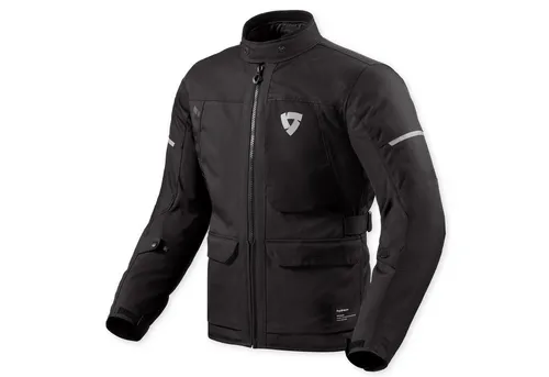 Revit Convergent H2O Motorradjacke Schwarz 4XL - Hochwertige, wasserdichte Touringjacke in Größe 4XL mit herausnehmbaren Protektoren und 5 praktischen Taschen. Ideal für alle Jahreszeiten, bietet sie optimalen Komfort und Sicherheit beim Fahren.