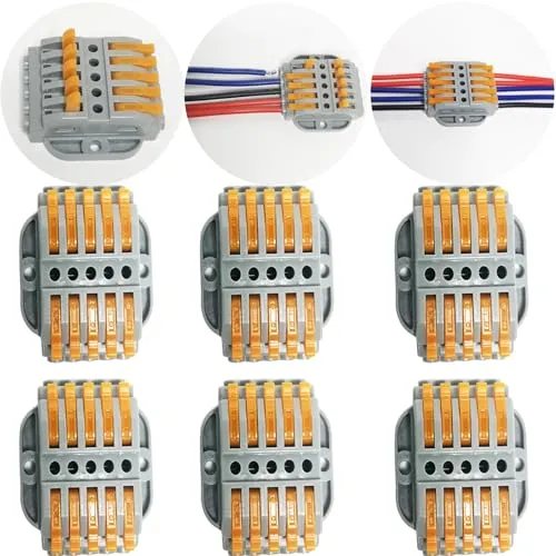 Kabelverbinder, CTRICALVER 6pcs 5-Port Elektrische Anschlussblöcke, Kompakten Steckklemmen Drahtverbinder, Kabel-Schnellverbinder-kit