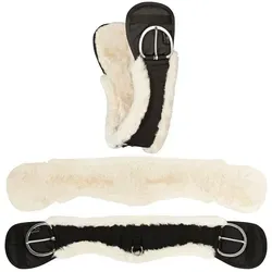 Equinate Western Mondgurt 65 cm mit synthetischem Lammfell - Anatomischer Kurzgurt für Pferde, optimiert für Druckverteilung und Pflegeleichtigkeit, ideal für den Westernsport.