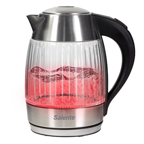 Salente StripeGlass Edelstahl-Glaskessel 1,8 L in rot von SALENTE