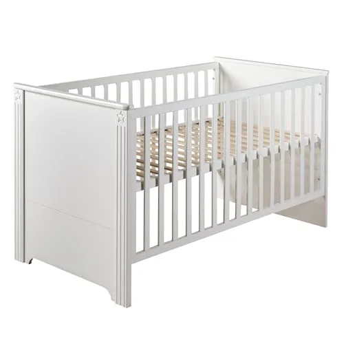 roba Kombi-Kinderbett 'Maxi', 70x140 cm, umbaubar zum Juniorbett - Hochwertiges Kombi-Kinderbett 70x140 cm in Weiß, 3-fach höhenverstellbar für rückenfreundlichen Zugriff, umbaubar zum Juniorbett und TÜV-geprüft für höchste Sicherheit.