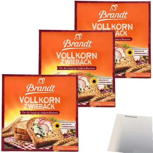 Produktbild Brandt Vollkorn Zwieback knuspriger Genuss 3er Pack 3x225g Packung usy Block