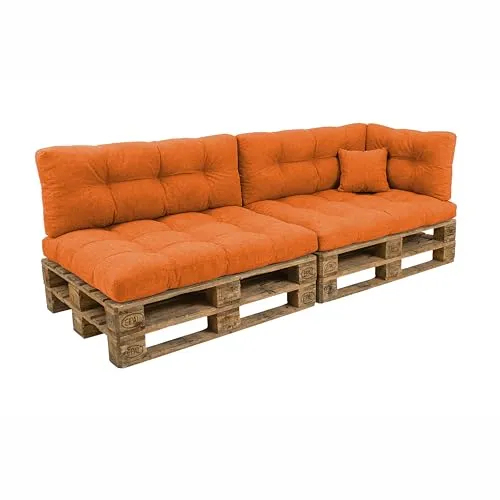 POKAR Palettenkissen Set – 6er Set für Europaletten, Orange in orange von POKAR