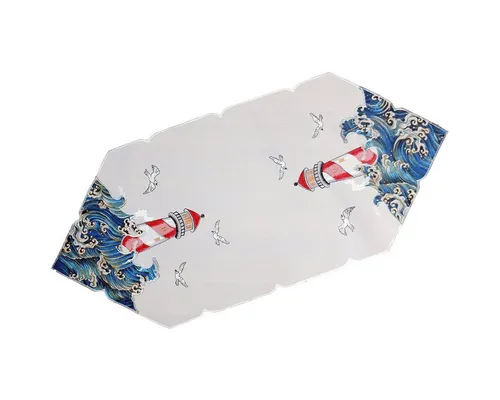 matches21 HOME & HOBBY Tischdecke Tischläufer YVONNE Leuchtturm Stickerei Polyester maritim 40 x 90 cm (1-tlg), Pflegeleicht & waschbar bei 30 °C