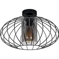 Retro Deckenleuchte Metall E27 Ø 34 cm - Schwarz - Lampen im Retro Design, mit auffälligem Doppelschirm für harmonische Lichtverteilung und individuelle Leuchtmittelwahl für eine maßgeschneiderte Atmosphäre.