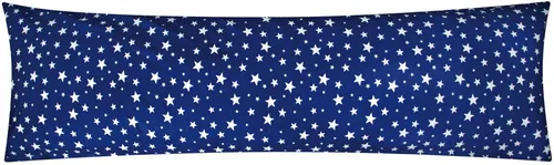 Heubergshop Seitenschläferkissenbezug, (1 Stück), 40x145cm große und kleine Sterne 100% Baumwolle (EW-Sterne-Dunkelblau)
