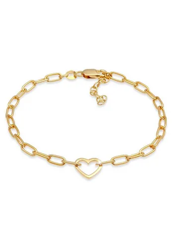 Elli Armband Herz Glieder Oval Trend 925 Silber - Elegantes Armband mit romantischem Herz-Design, größenverstellbar von 16 cm - 19 cm, ideal als Geschenk oder femininer Eye-Catcher.