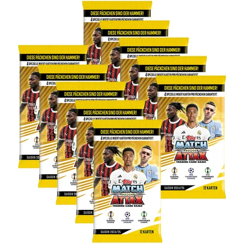 Match Attax Champions League 2024/25 - 10 Booster Trading Cards - OVP Trading Card Packs, spannende Karten aus der UEFA Champions League Saison 2024/25 für leidenschaftliche Sammler und Fußballfans.