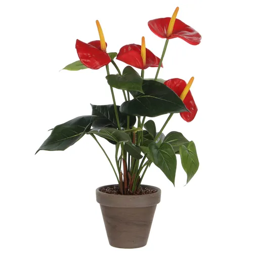 MICA Anthurium Kunstpflanze - Rote Flamingoblume - Seiden- & Kunstblumen, elegante Kunstpflanze in leuchtendem Rot, ideal für dekorative Akzente in jedem Raum.