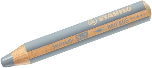 STABILO woody 3 in 1 Buntstift Silber - Vielseitiger Holzfarbstift für kreative Projekte: Buntstift, Wassermalfarbe und Wachsmalkreide in einem, bruchsichere Mine und hohe Farbintensität, ideal für verschiedene Oberflächen.