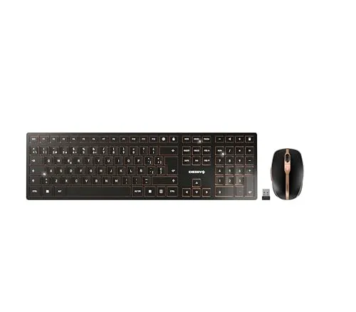 CHERRY DW 9100 SLIM - Kabelloses Tastatur- und Maus-Set, Leise Tasten und wiederaufladbar für ungestörtes Arbeiten