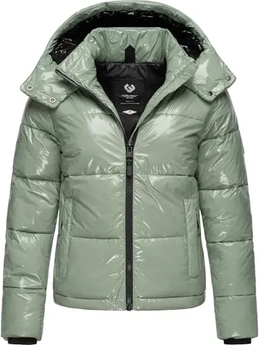 Ragwear Roobie YOUMODO Damen Winterjacke - Funktionsjacke aus glänzendem Material, warm und wasserabweisend, ideal für stylische Winterauftritte mit abnehmbarer Kapuze.
