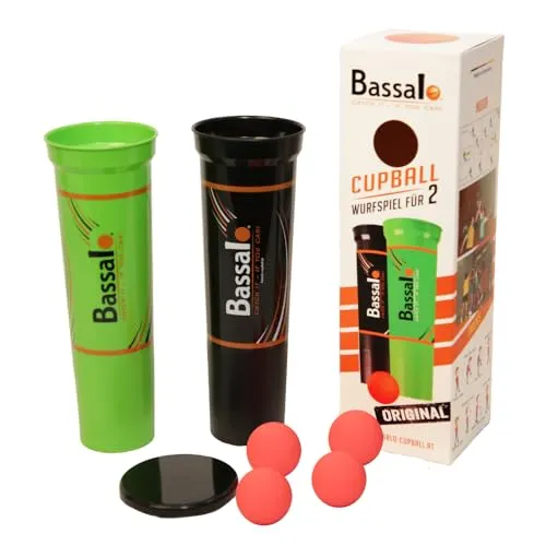 BASSALO Cupball 2er Starter-Set Plus - Gesellschaftsspiel mit 2 Bechern und 4 Spielbällen, ideal für spannende Wettkämpfe und Spaß mit Freunden oder Familie.