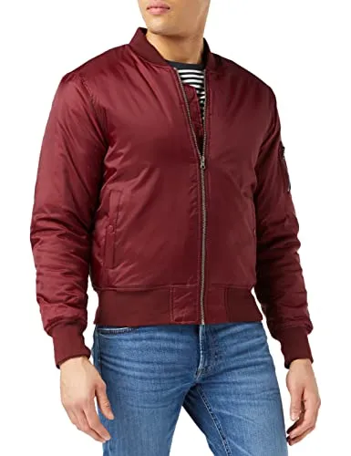 Urban Classics Herren Bomberjacke Basic Bomber Jacket TB861 - Rot (Burgundy 606) - Funktionsjacken mit robuster Verarbeitung für Langlebigkeit und einen coolen Look. Ideal für Freizeitoutfits und kombinierbar mit Jeans und T-Shirts.