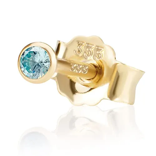 NKlaus 333 Gelbgold Ohrstecker mit Zirkonia Aquamarin in türkis von NKlaus