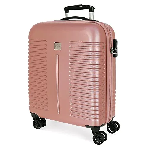 Roll Road India Kabinentrolley, Rosa, 40 x 55 x 20 cm - Handgepäck mit 37 l Volumen, 2,74 kg leicht und aus robustem Hartplastik. Ausziehbar für mehr Kapazität, mit 4 drehbaren Rollen und seitlichem Kombinationsverschluss für Sicherheit und Komfort.