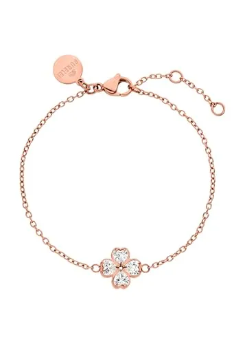 Purelei® Cuore Armband – Elegantes Ankerketten-Armband mit Kleeblatt-Anhänger - Armbänder für Damen, filigranes Design mit funkelndem Kleeblatt-Anhänger aus Zirkonia, verstellbare Länge für perfekten Sitz und als stilvoller Glücksbringer ideal zum Verschenken.