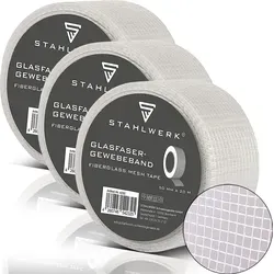 STAHLWERK Glasfaser-Gewebeband 3er Set 20 m x 50 mm, selbstklebend