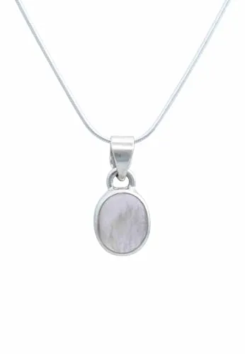 mantraroma echt Silberkette mit Rosenquarz Edelstein Damen Kettenanhänger 925 Sterlingsilber Halskette Geschenk (AK3-172-07-45)