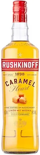 Rushkinoff Vodka Caramel 0.7 l - Spirituosen-Geschenkideen mit vollem Karamellgeschmack für ein rundes, harmonisches und mildes Geschmackserlebnis, ideal für besondere Anlässe.