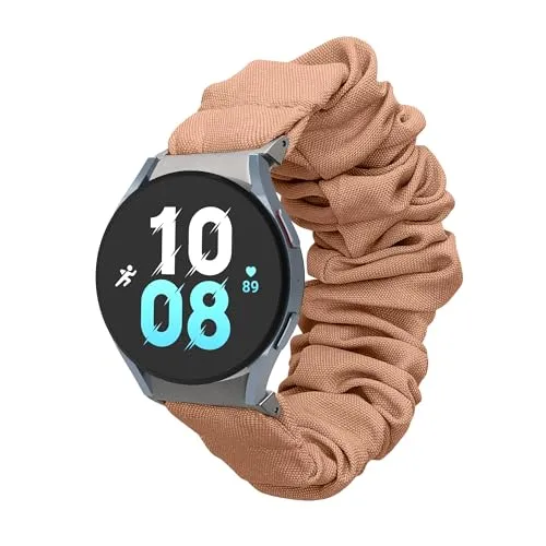 kwmobile Ersatz Armband kompatibel mit Samsung Galaxy Watch 4/5 / 6 Galaxy Watch 7 / FE - Smartwatch Scrunchie Haargummi Design Beige - Innenmaße 14-19 cm
