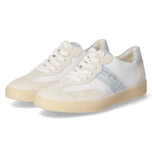 Paul Green Damen Schnürschuh 5437-129 in Weiß - Eleganter Schnürschuh aus Leder und Textil in Joy Milk/White, ideal für stilvolle Auftritte. Bequem und vielseitig kombinierbar, perfekt für den Alltag.