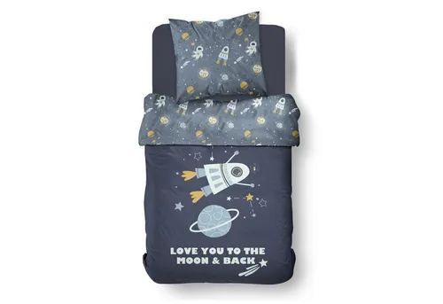 Familando Kinderbettwäsche Weltall 135x200 cm - Bettwäsche-Set aus 100% Baumwolle, ideal für kleine Astronauten, mit einem aufregenden Weltall-Motiv und praktischem Reißverschluss.