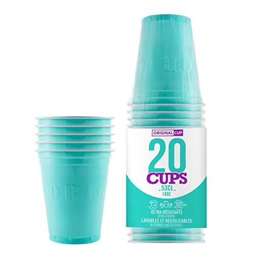20er Pack Offiziellen Original Turquoise Cups | Amerikanische 53cl Becher türkis | Beer Pong | Premium Qualität | Becher aus wiederverwendbaren Plastik | Spülmaschinenfest | OriginalCup®