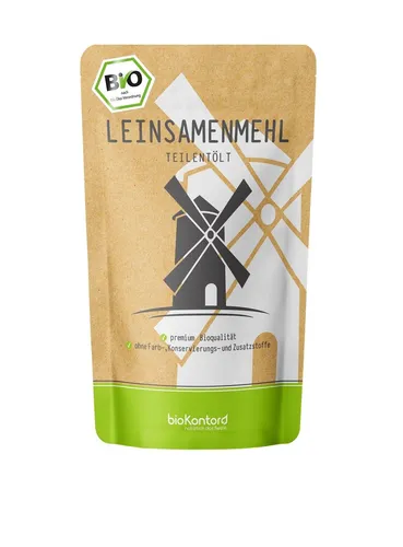 Leinsamenmehl 500 g teilentölt von bioKontor - Mehl & Speisestärke, reich an Ballaststoffen und Omega-3-Fettsäuren für eine gesunde Ernährung.