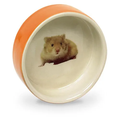Nobby Hamster Keramikschale orange, 7,5 cm, mit Hamsterbild, Napf für Hamster
