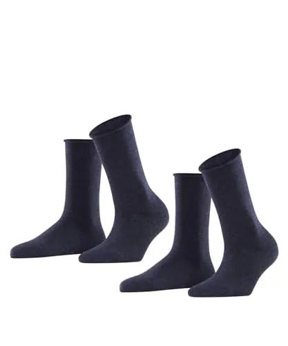 ESPRIT Damen Socken Basic Pure Multipack W So Baumwolle einfarbig 2 Paar, Blau Navyblue M 6490, 39-42